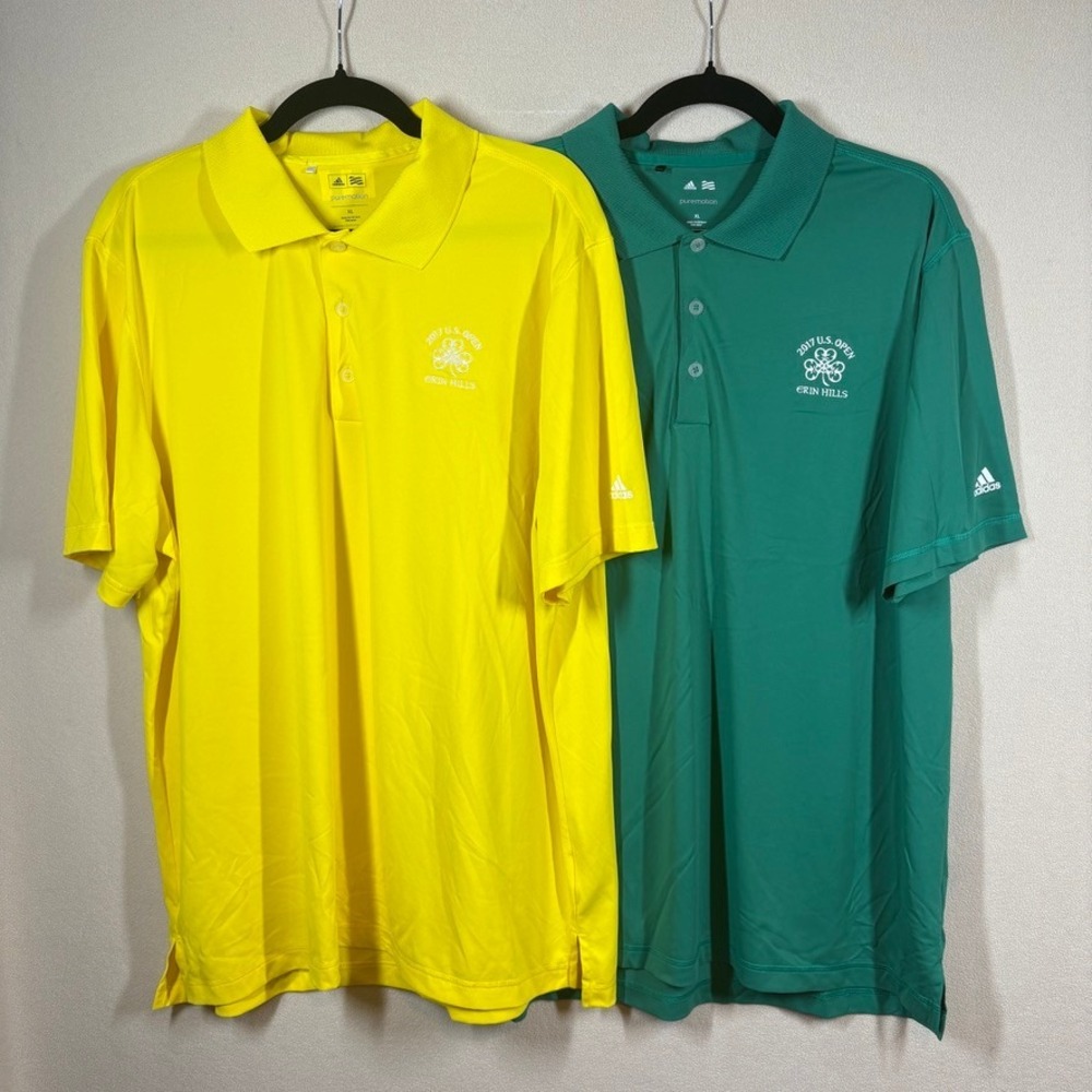 Adidas Mens 2017 US Open Erin Hills Golf Polo Shirt Lot of 2 XL Puremotion